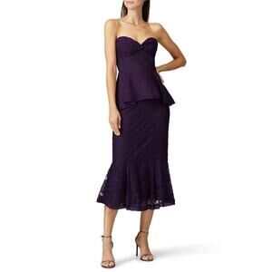 flor et.al Strapless Lace Peplum Ashley Dress Purple Lace Sexy Witchy Fairy Sz 4